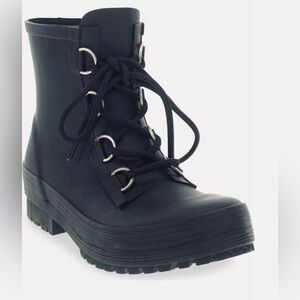 Chooka Ava waterproof lace up rain boots women’s size 8 black rubber cushion new